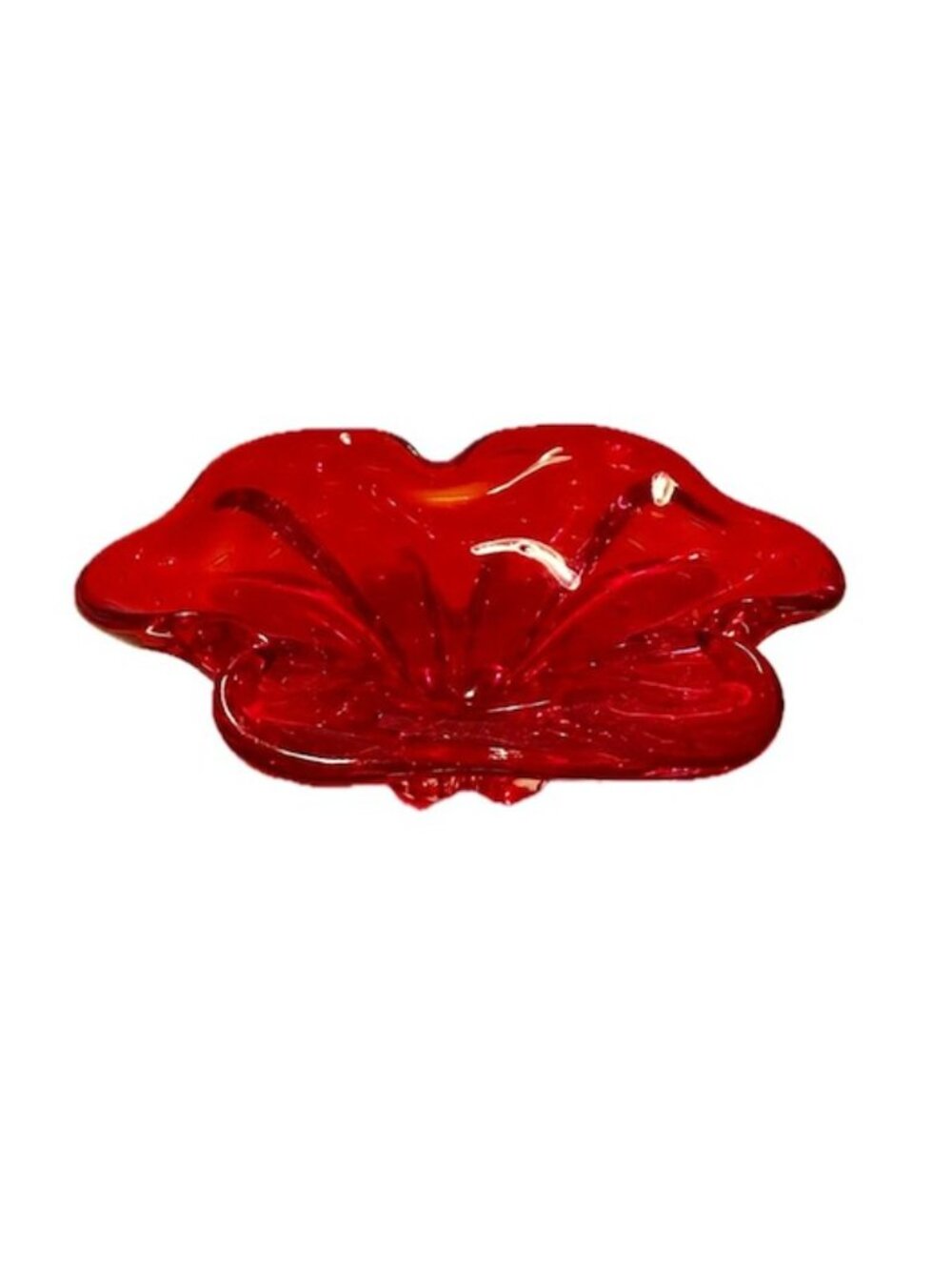 Lorraine Glass Chalet Glass Mid Century Art Glass MCM Red Murano Glass Bowl VTG